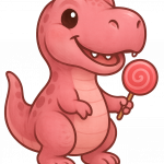 Rosa T-Rex Charakter von Meteor-Medien