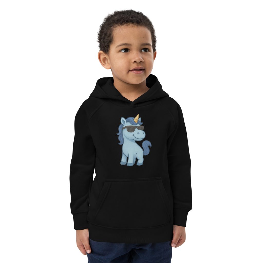 Blaues Einhorn Öko-Kapuzenpullover für Kinder