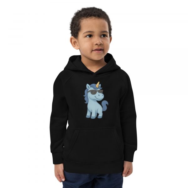 Blaues Einhorn Öko-Kapuzenpullover für Kinder
