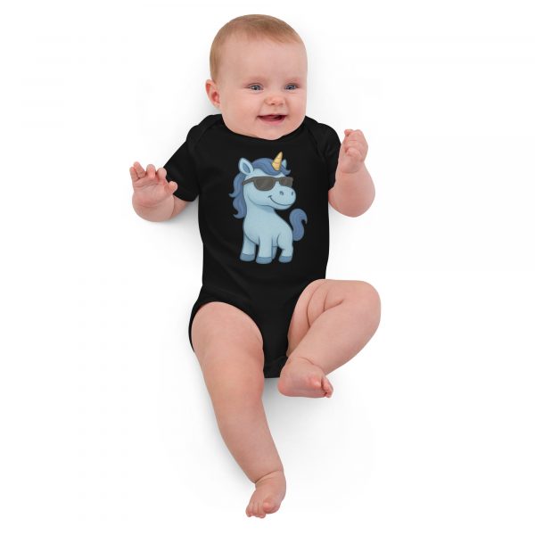Blaues Einhorn Babystrampler aus Bio-Baumwolle