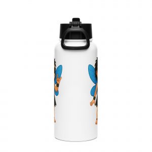 Death Metal Fee Edelstahl Trinkflasche mit Strohhalm