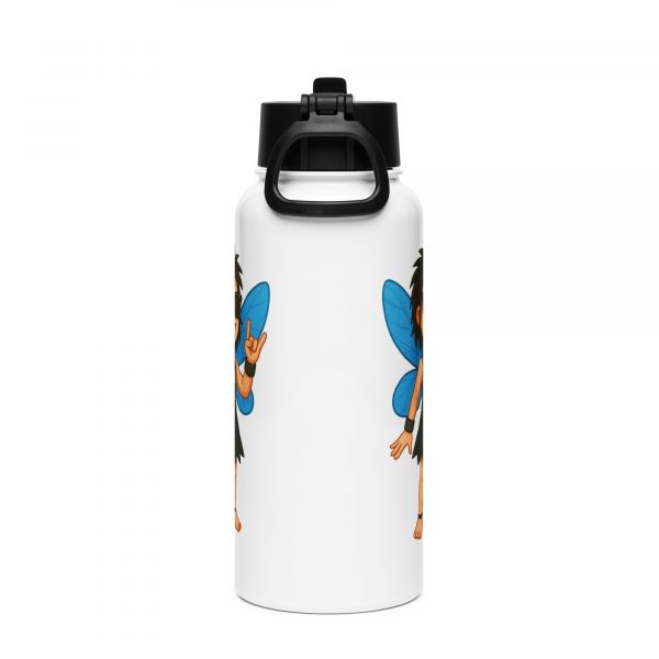 Death Metal Fee Edelstahl Trinkflasche mit Strohhalm