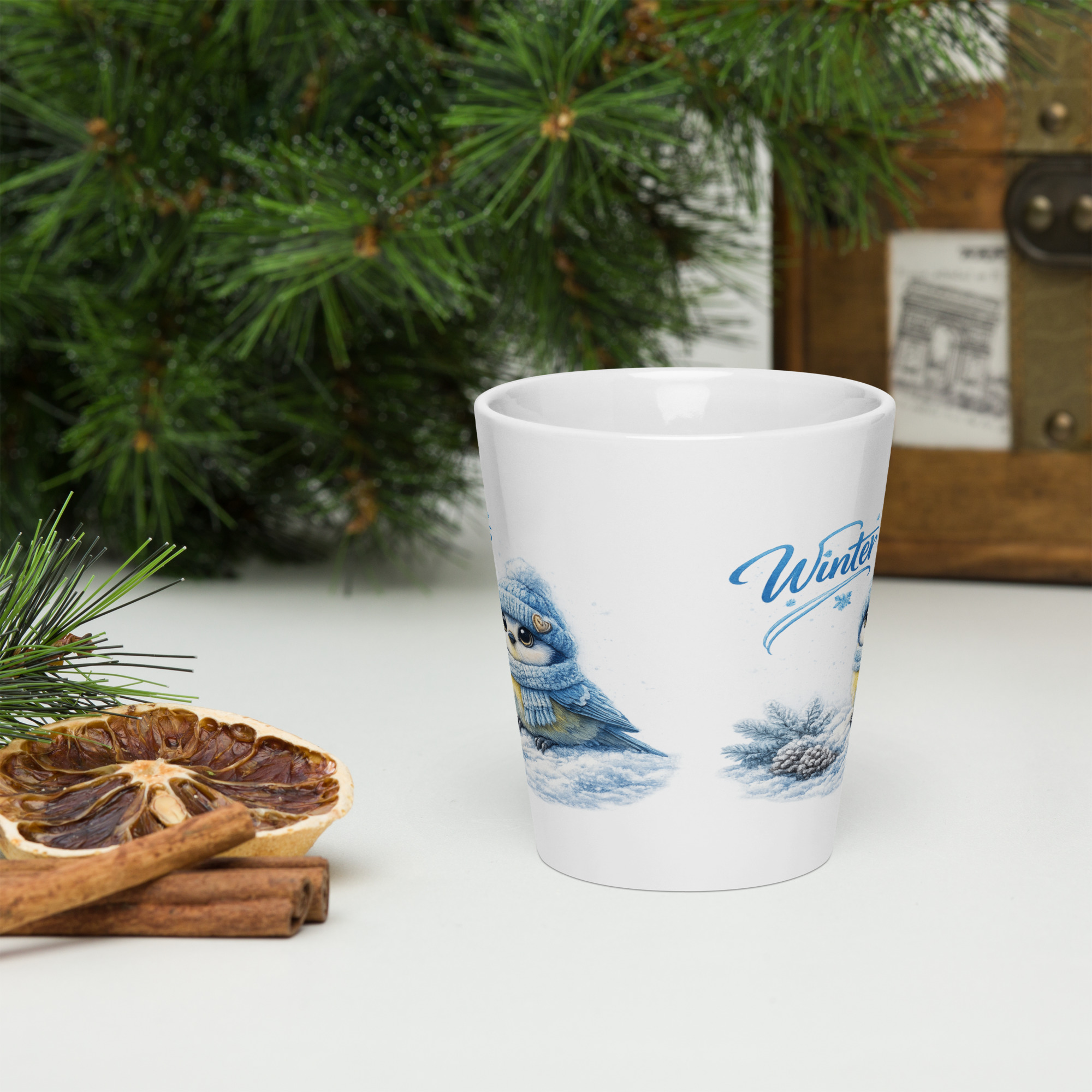 Milchkaffeetasse Blaumeise im Winter 3 Milchkaffeetasse Blaumeise im Winter – Bild 3