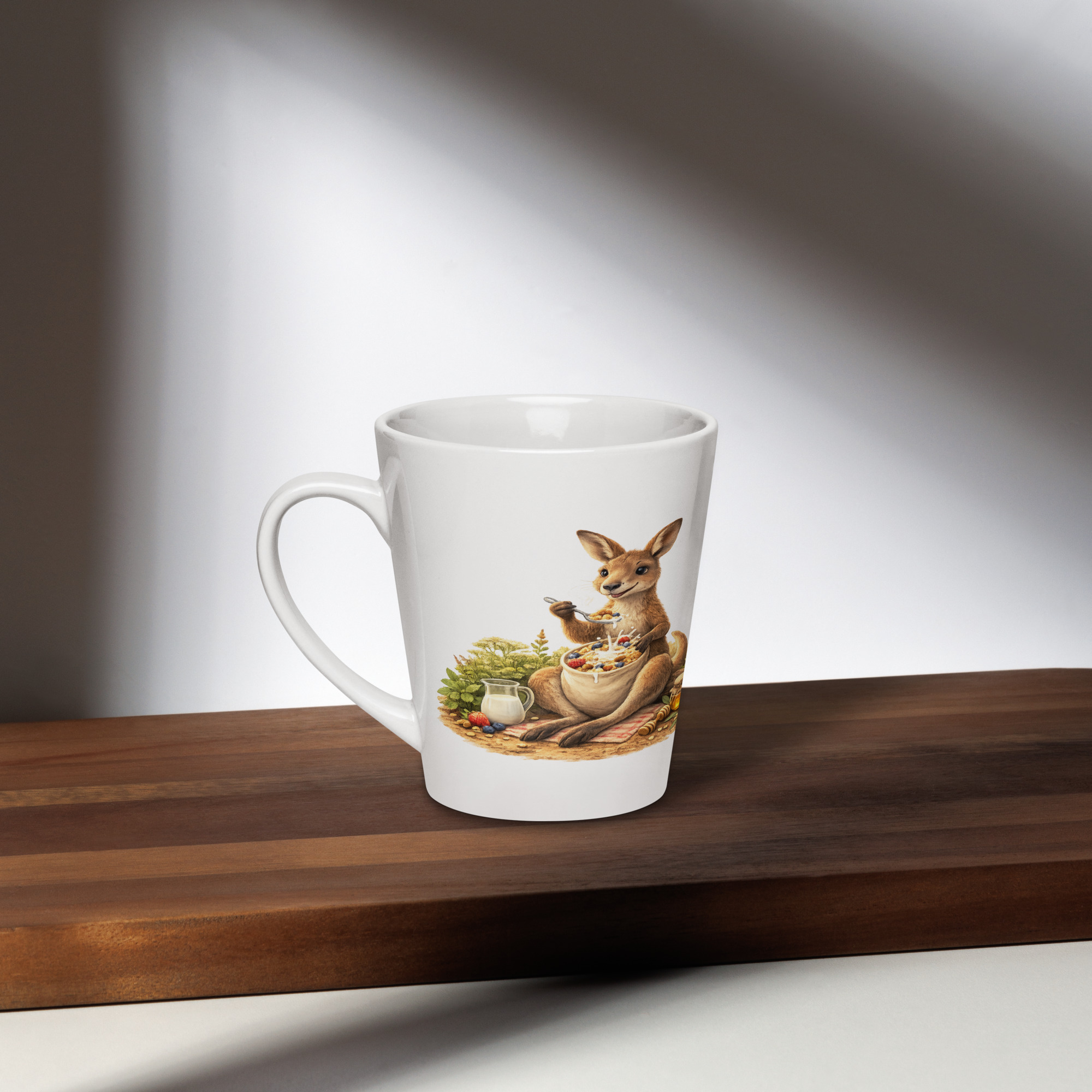 Milchkaffeetasse Müsli essendes Känguru 2 Milchkaffeetasse Müsli essendes Känguru – Bild 2