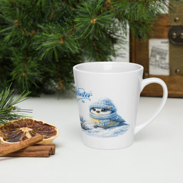 Milchkaffeetasse Blaumeise im Winter