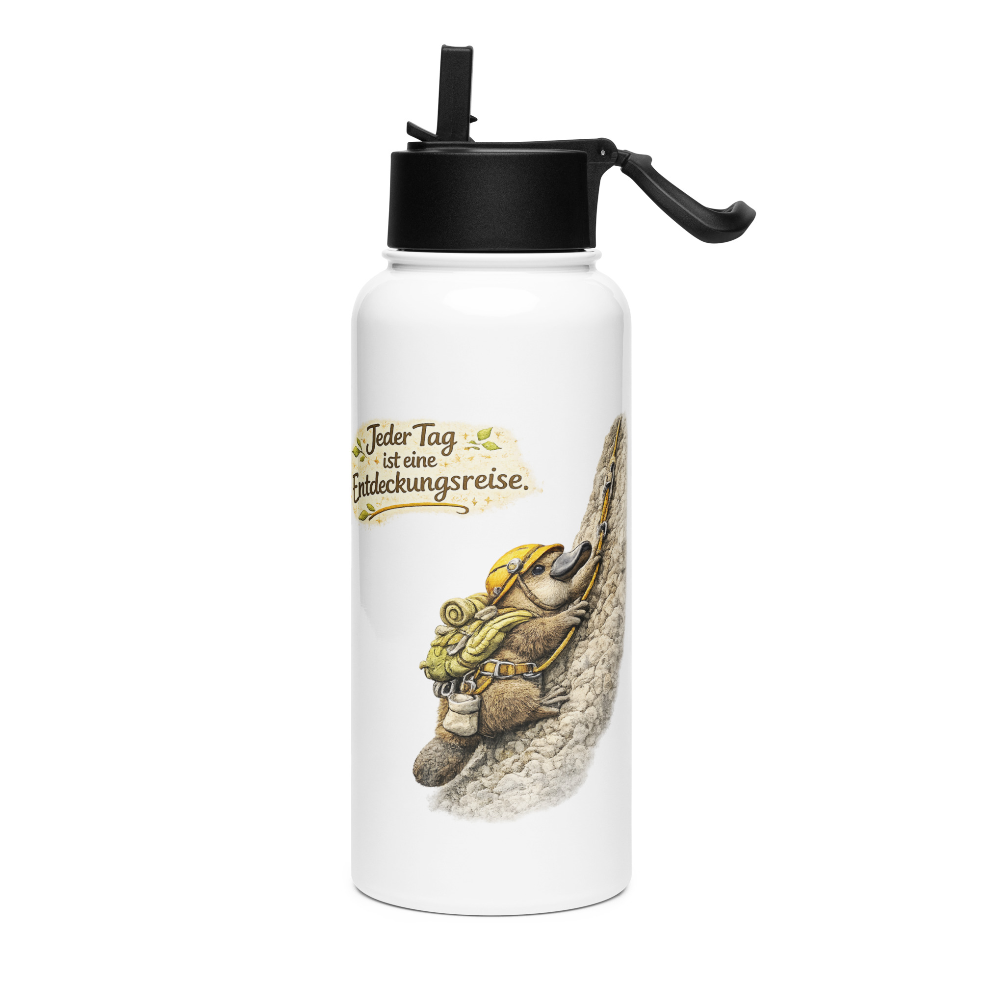 Edelstahl Trinkflasche mit Strohhalm Schnabeltier auf Entdeckungsreise 3 Edelstahl Trinkflasche mit Strohhalm Schnabeltier auf Entdeckungsreise – Bild 3