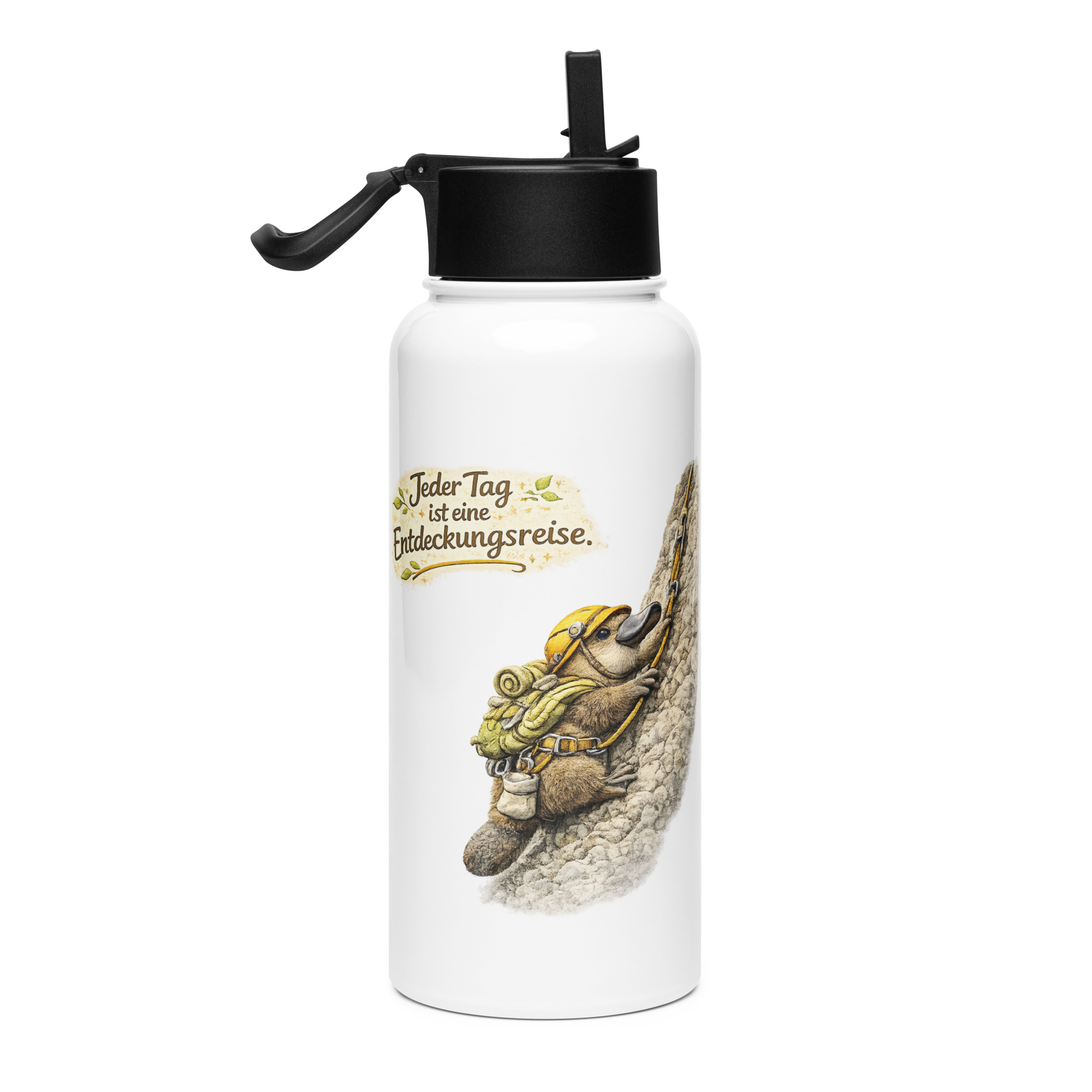 Edelstahl Trinkflasche mit Strohhalm Schnabeltier auf Entdeckungsreise 4 Edelstahl Trinkflasche mit Strohhalm Schnabeltier auf Entdeckungsreise – Bild 4