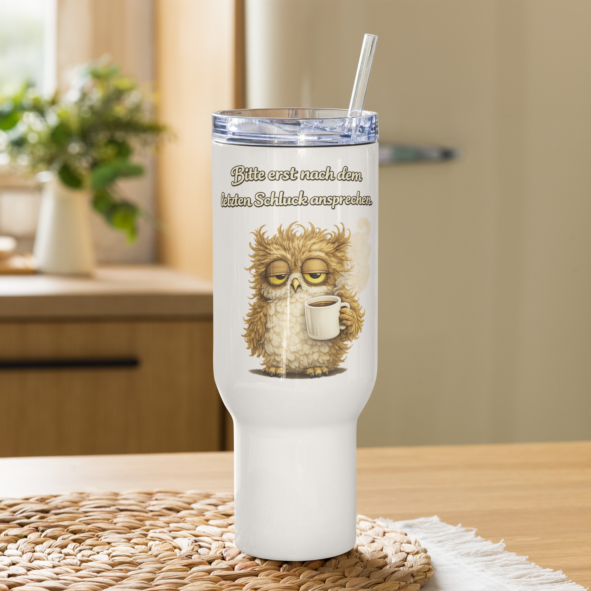 Reisebecher mit Griff müde Eule 6 Reisebecher mit Griff müde Eule – Bild 6