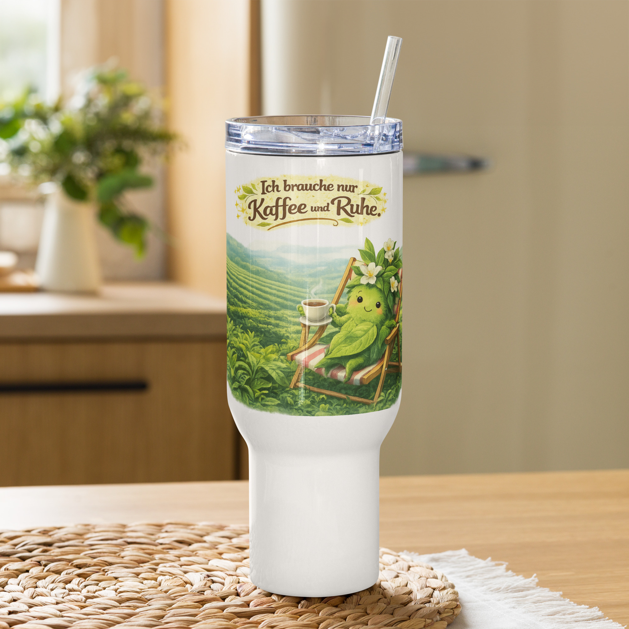 Reisebecher mit Griff Kaffee trinkende Teepflanze 6 Reisebecher mit Griff Kaffee trinkende Teepflanze – Bild 6