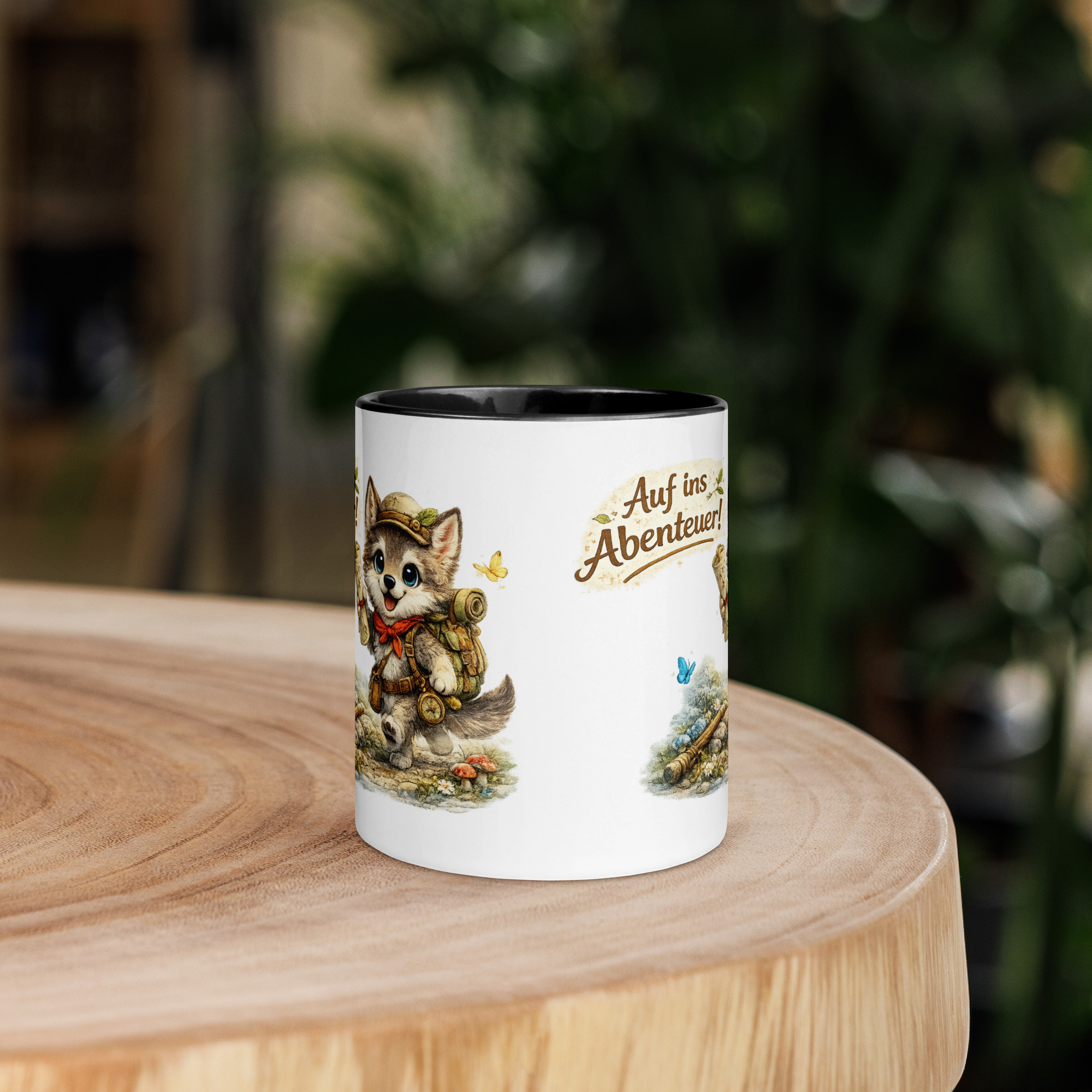 Tasse mit farbiger Innenseite für Kinder abenteuerlustiger Wolf 2 Tasse mit farbiger Innenseite für Kinder abenteuerlustiger Wolf – Bild 2