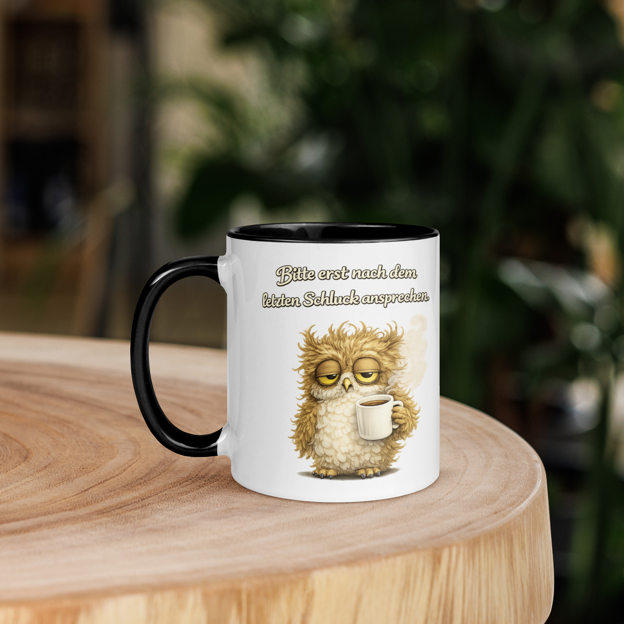 Tasse mit farbiger Innenseite müde Eule 3 Tasse mit farbiger Innenseite müde Eule – Bild 3