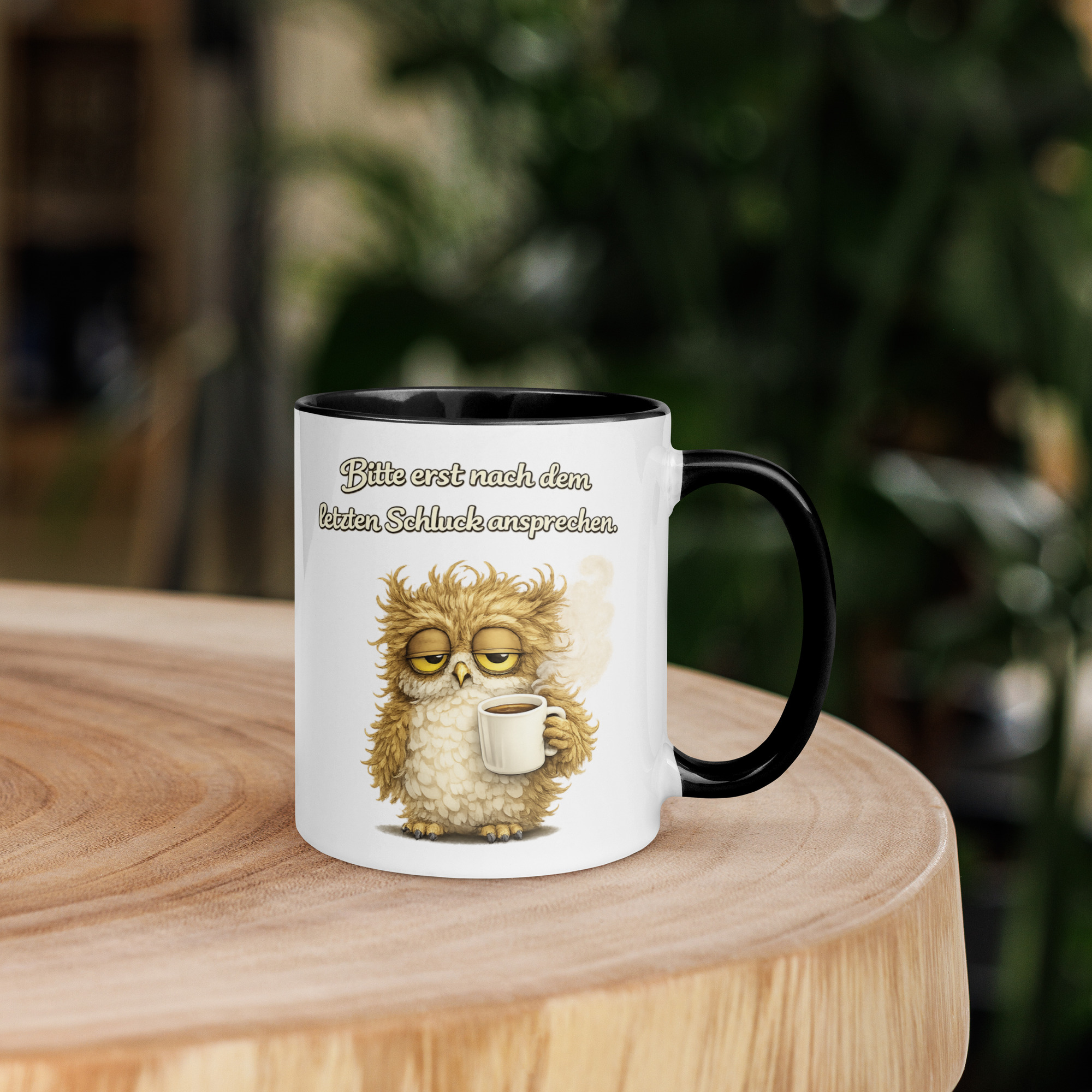 Tasse mit farbiger Innenseite müde Eule 1 Tasse mit farbiger Innenseite müde Eule
