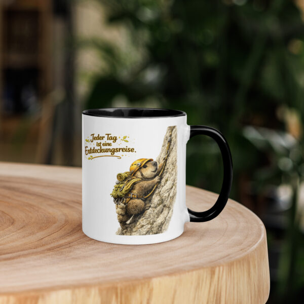 Tasse mit farbiger Innenseite für Kinder Murmeltier auf Entdeckungsreise