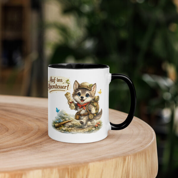 Tasse mit farbiger Innenseite für Kinder abenteuerlustiger Wolf