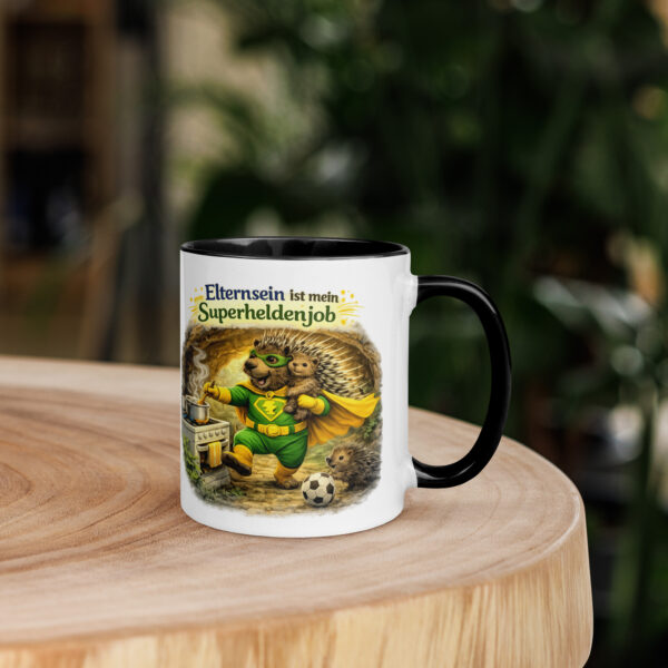 Tasse mit farbiger Innenseite Elternsein ist mein Superheldenjob