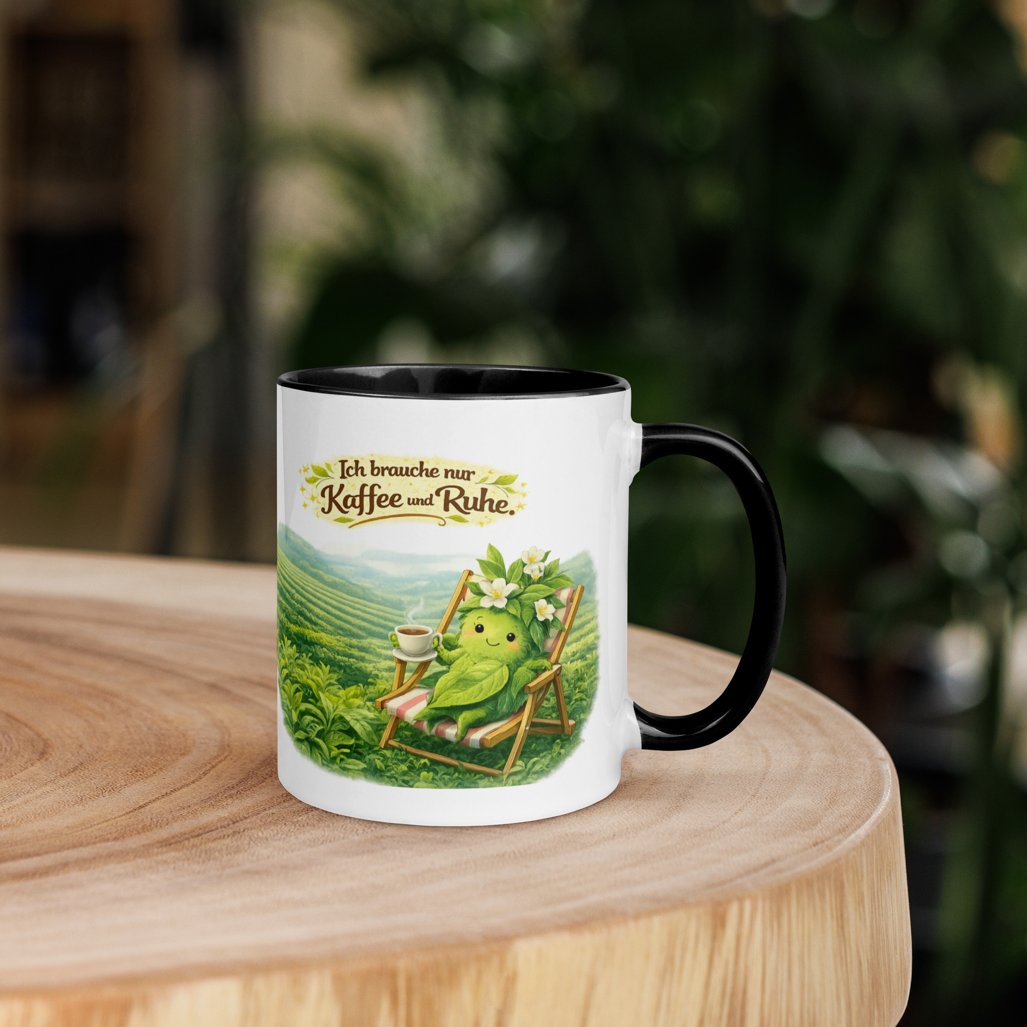 Tasse mit farbiger Innenseite Kaffee trinkende Teepflanze 1 Tasse mit farbiger Innenseite Kaffee trinkende Teepflanze