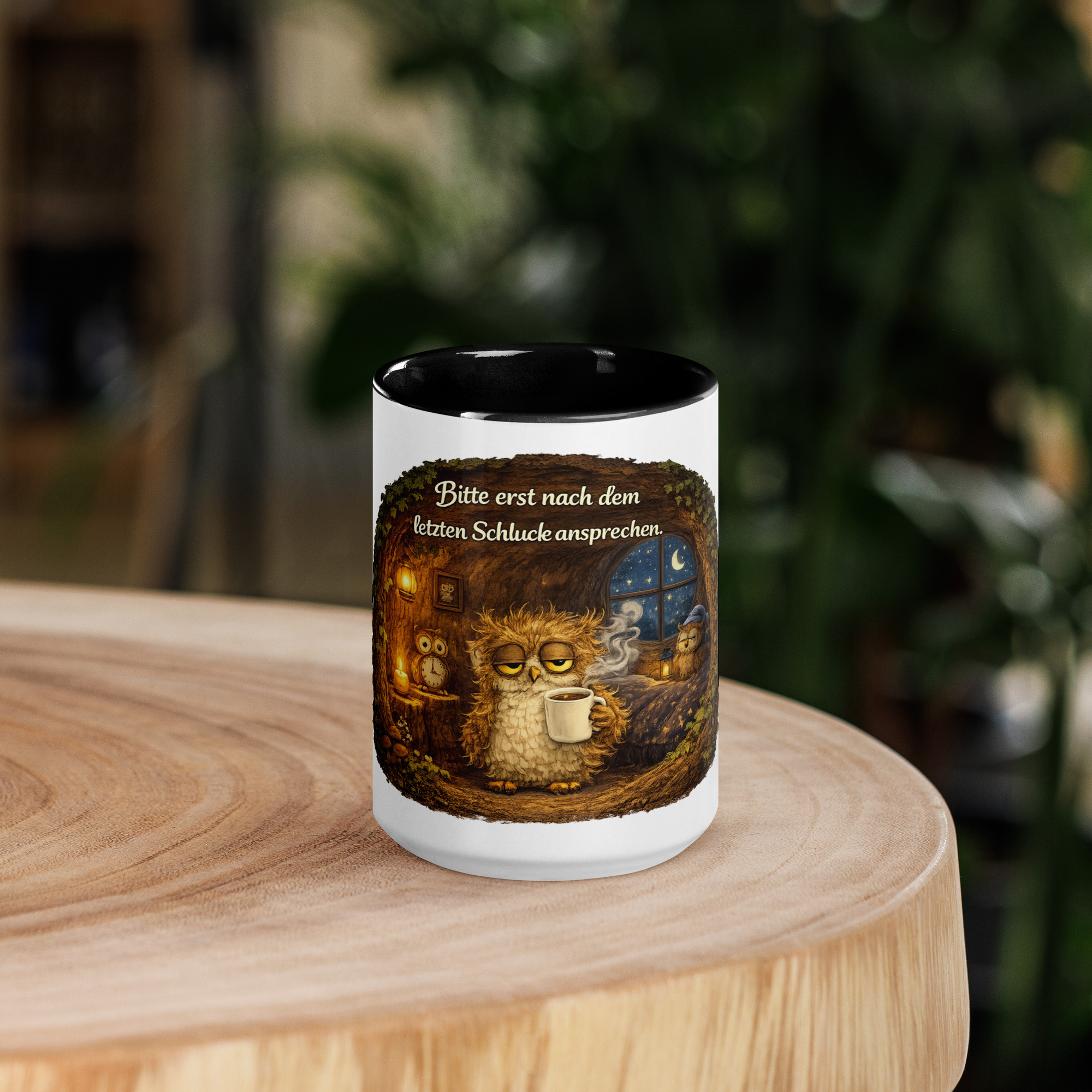 Tasse mit farbiger Innenseite müde Eule 4 Tasse mit farbiger Innenseite müde Eule – Bild 4