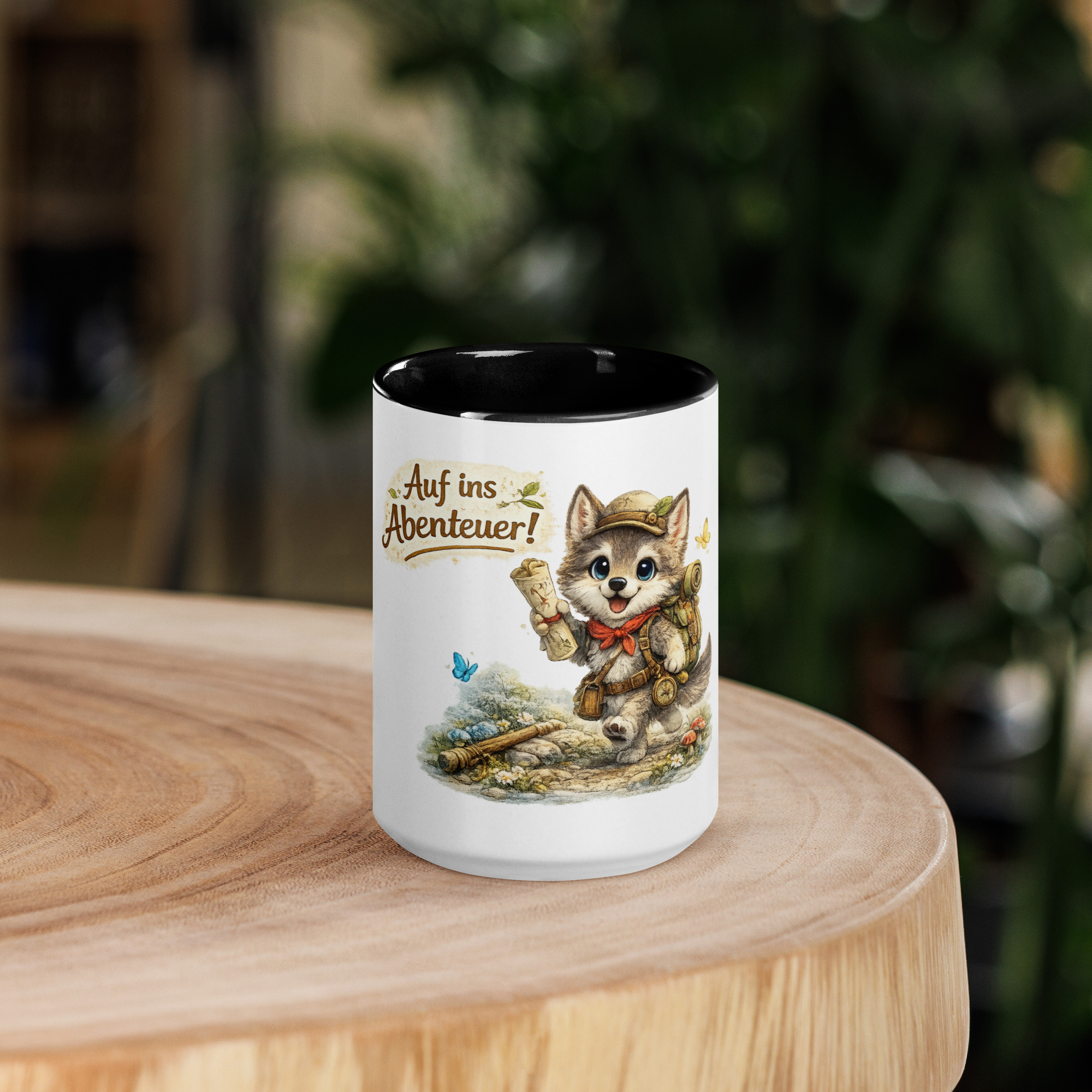 Tasse mit farbiger Innenseite für Kinder abenteuerlustiger Wolf 4 Tasse mit farbiger Innenseite für Kinder abenteuerlustiger Wolf – Bild 4