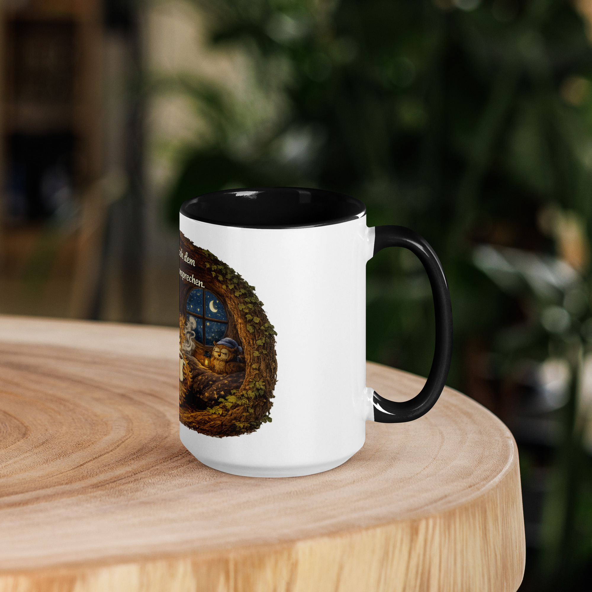 Tasse mit farbiger Innenseite müde Eule 6 Tasse mit farbiger Innenseite müde Eule – Bild 6