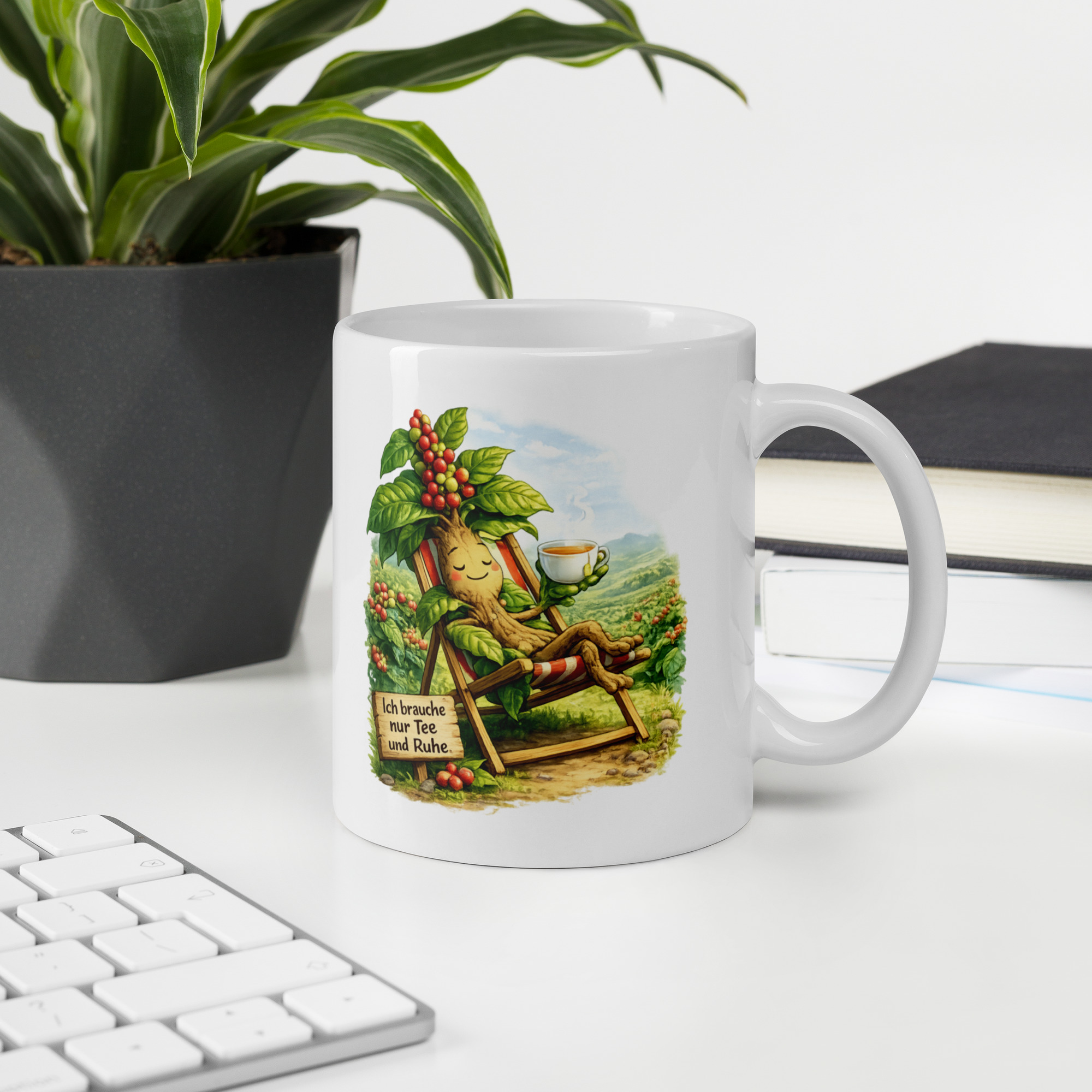 Tasse teetrinkende Kaffeepflanze