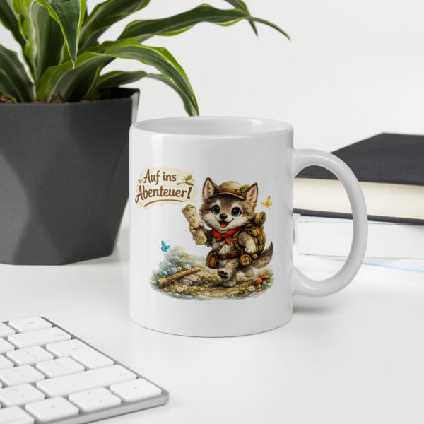 Tasse für Kinder abenteuerlustiger Wolf