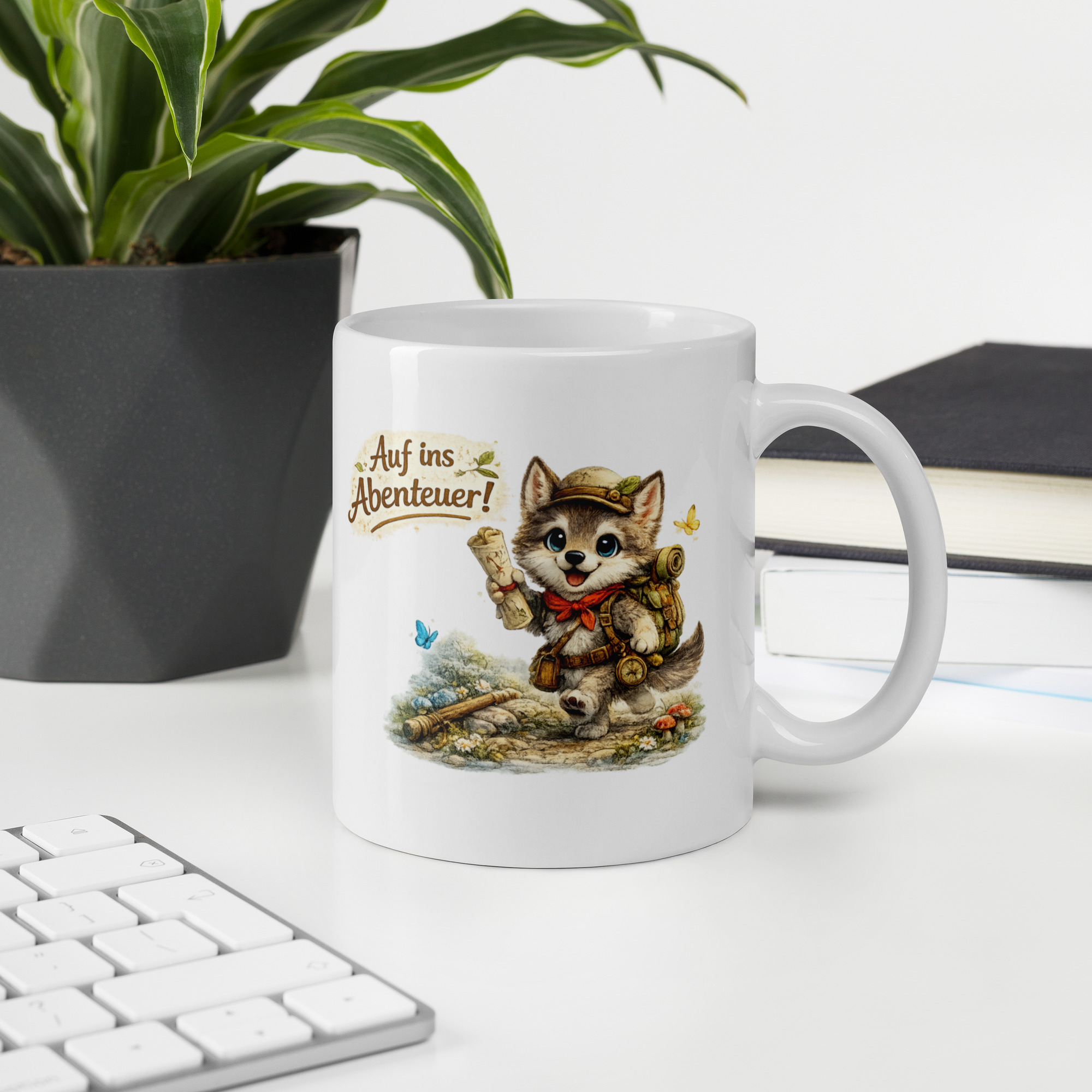 Tasse für Kinder abenteuerlustiger Wolf