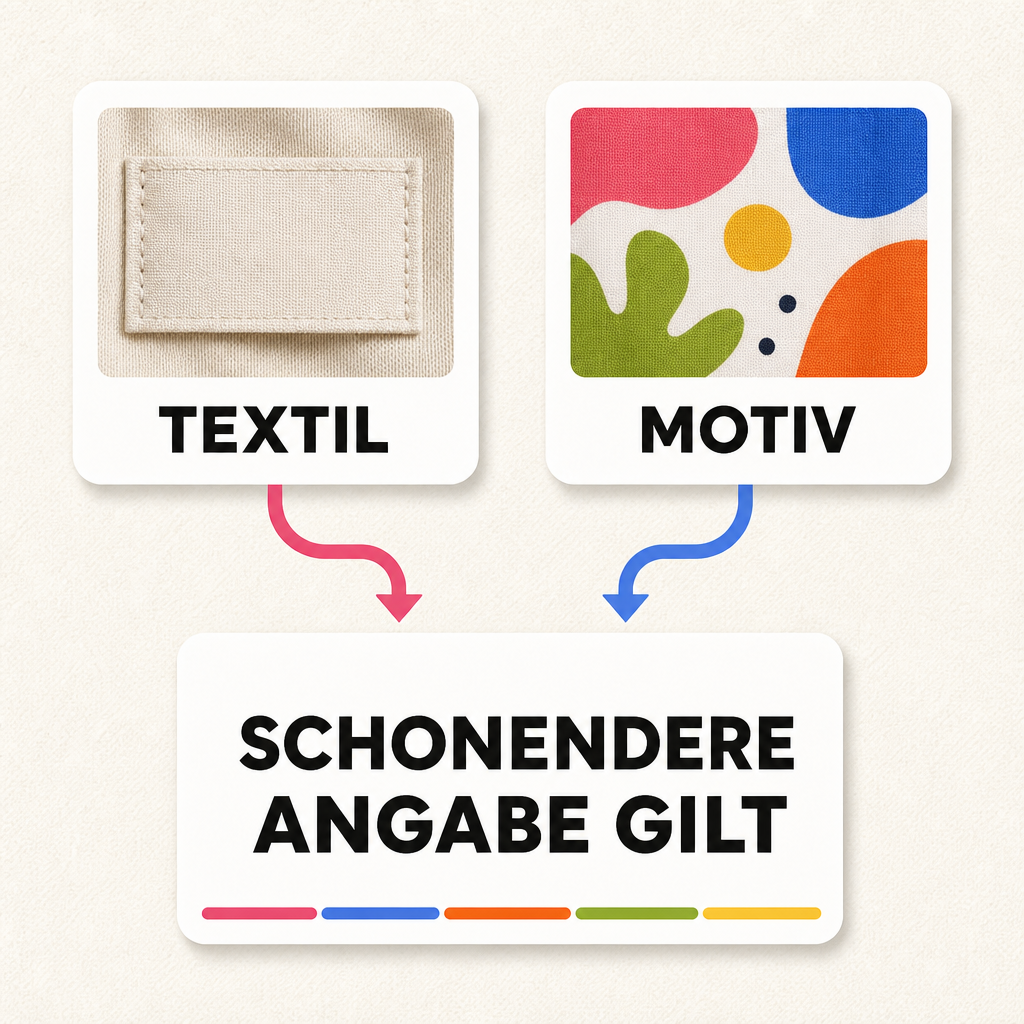 Bedruckte Kleidung richtig waschen: So hält das Motiv länger 4 Textilhinweis und Motivhinweis führen zu der Regel, dass bei unterschiedlichen Pflegeangaben die schonendere Angabe gilt