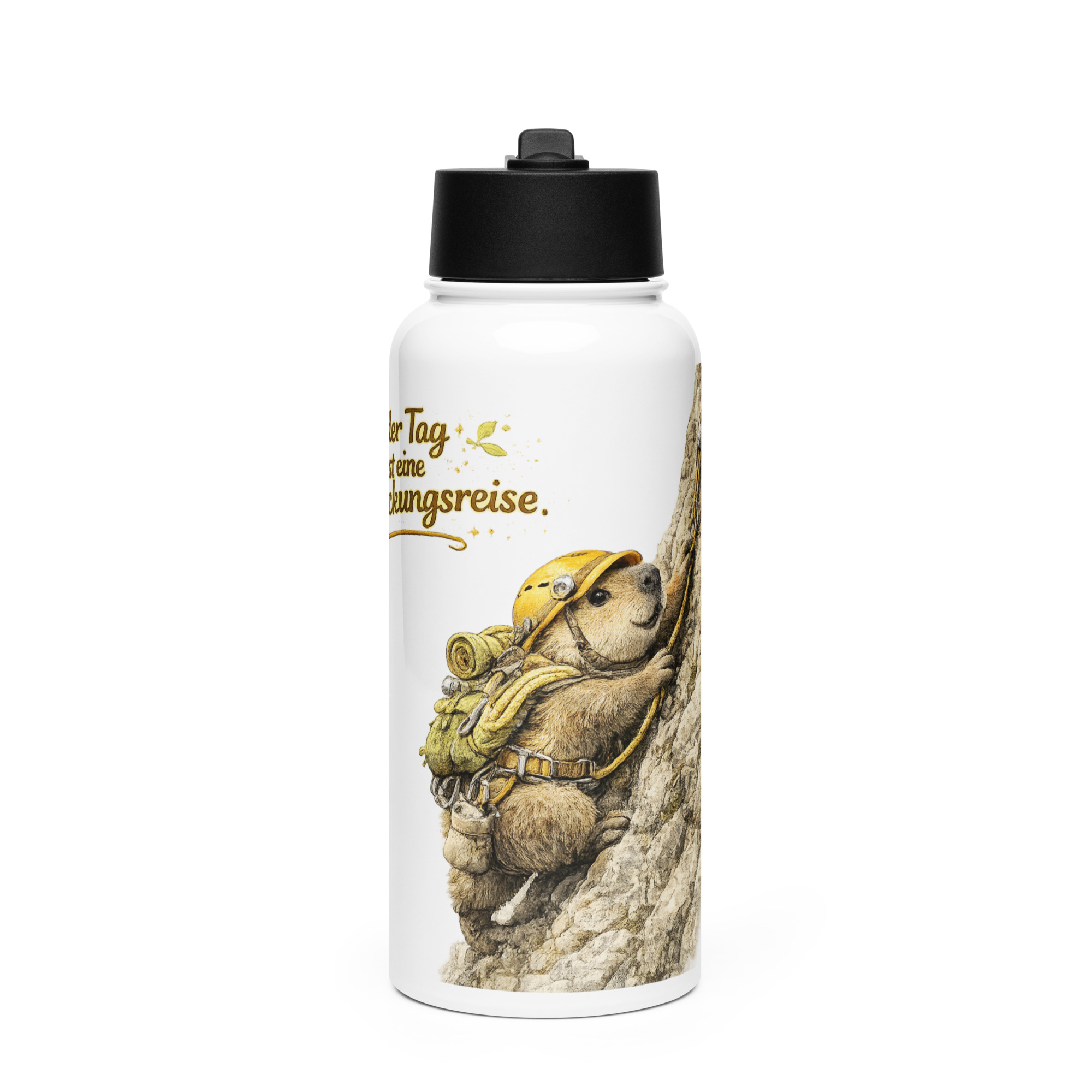 Edelstahl Trinkflasche mit Strohhalm Murmeltier auf Entdeckungsreise 5 Edelstahl Trinkflasche mit Strohhalm Murmeltier auf Entdeckungsreise – Bild 5