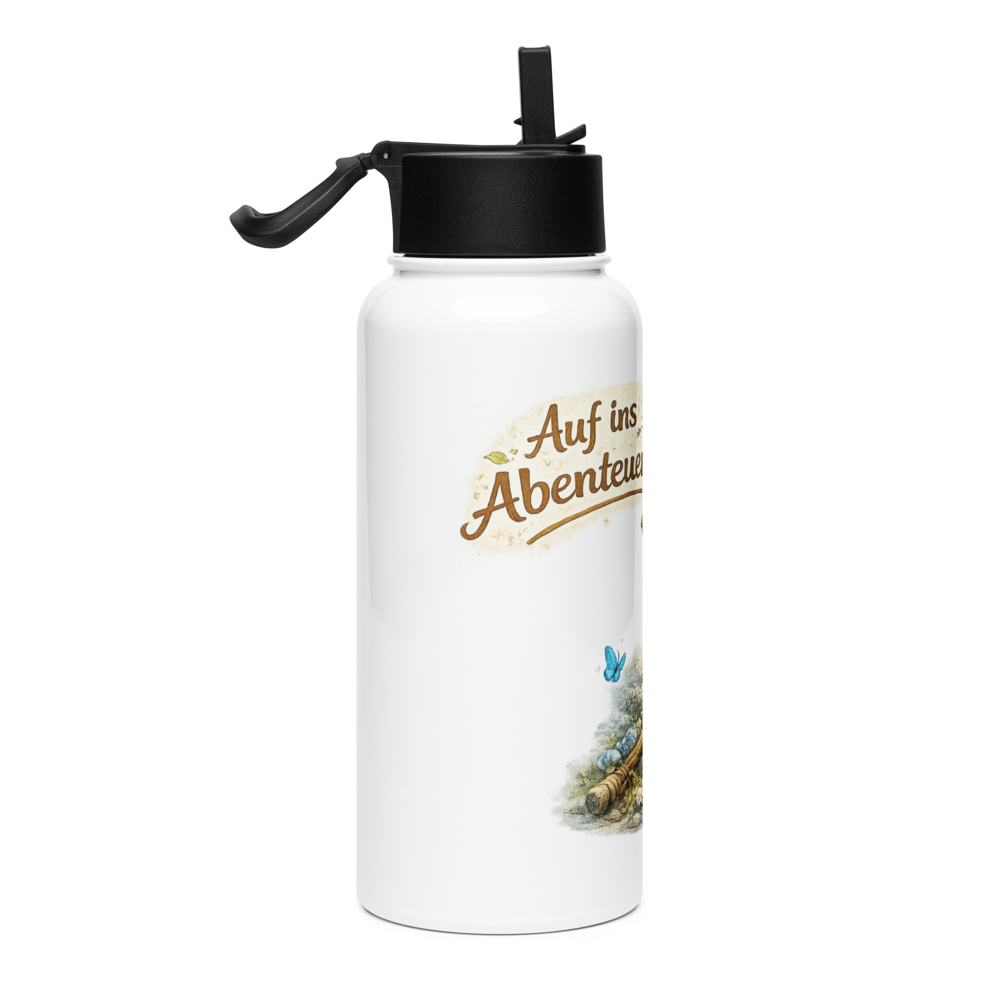 Edelstahl Trinkflasche mit Strohhalm abenteuerlustiger Wolf 12 Edelstahl Trinkflasche mit Strohhalm abenteuerlustiger Wolf – Bild 12