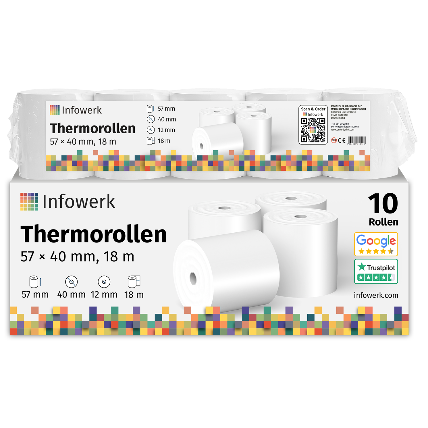 Thermorollen 1 Thermorollen – unbedruckter Bürobedarf