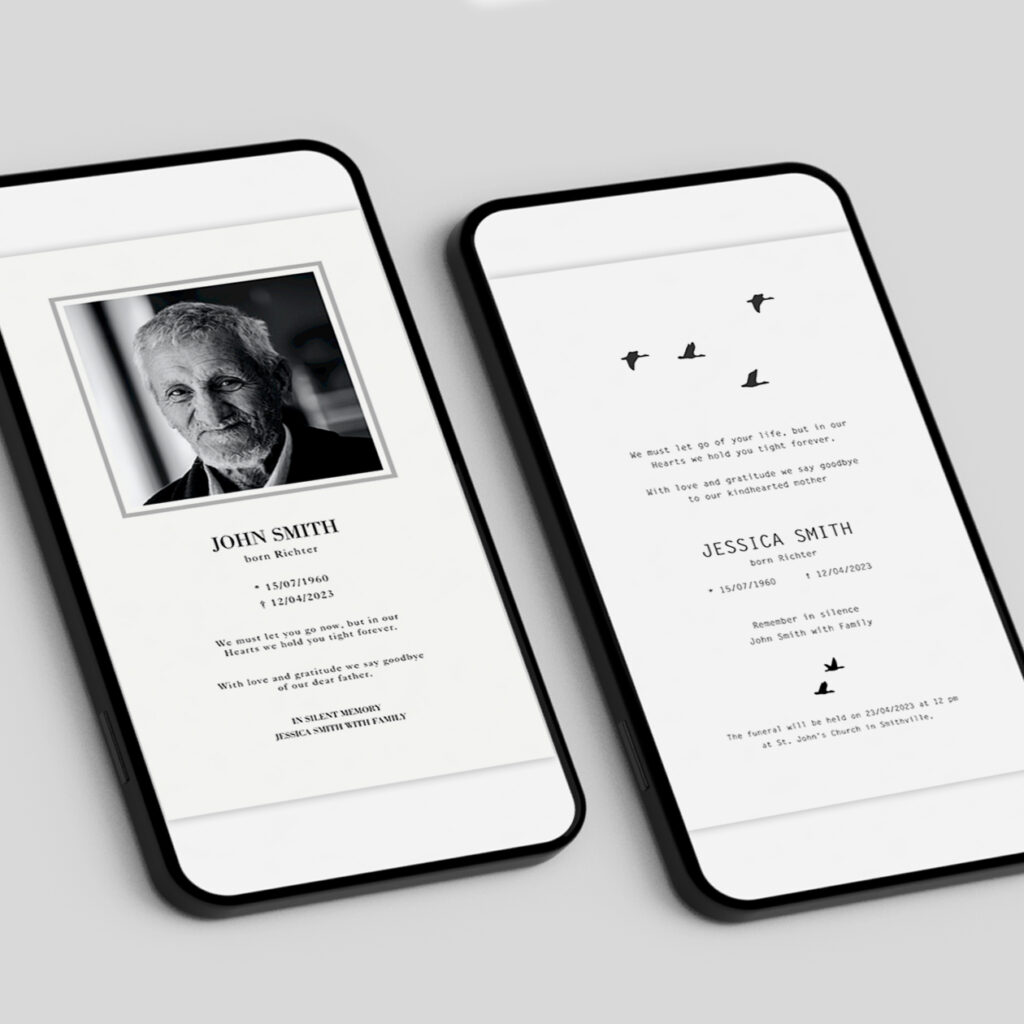Digitale Trauerkarten – Beispiel einer digitalen Gestaltung