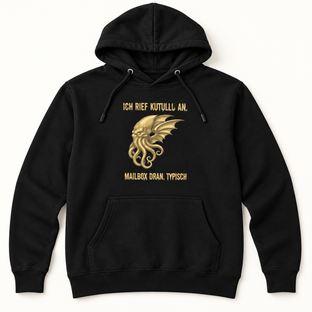 Kutullus Unisex-Kapuzenpullover – Produktaufnahme mit sichtbarem Motiv