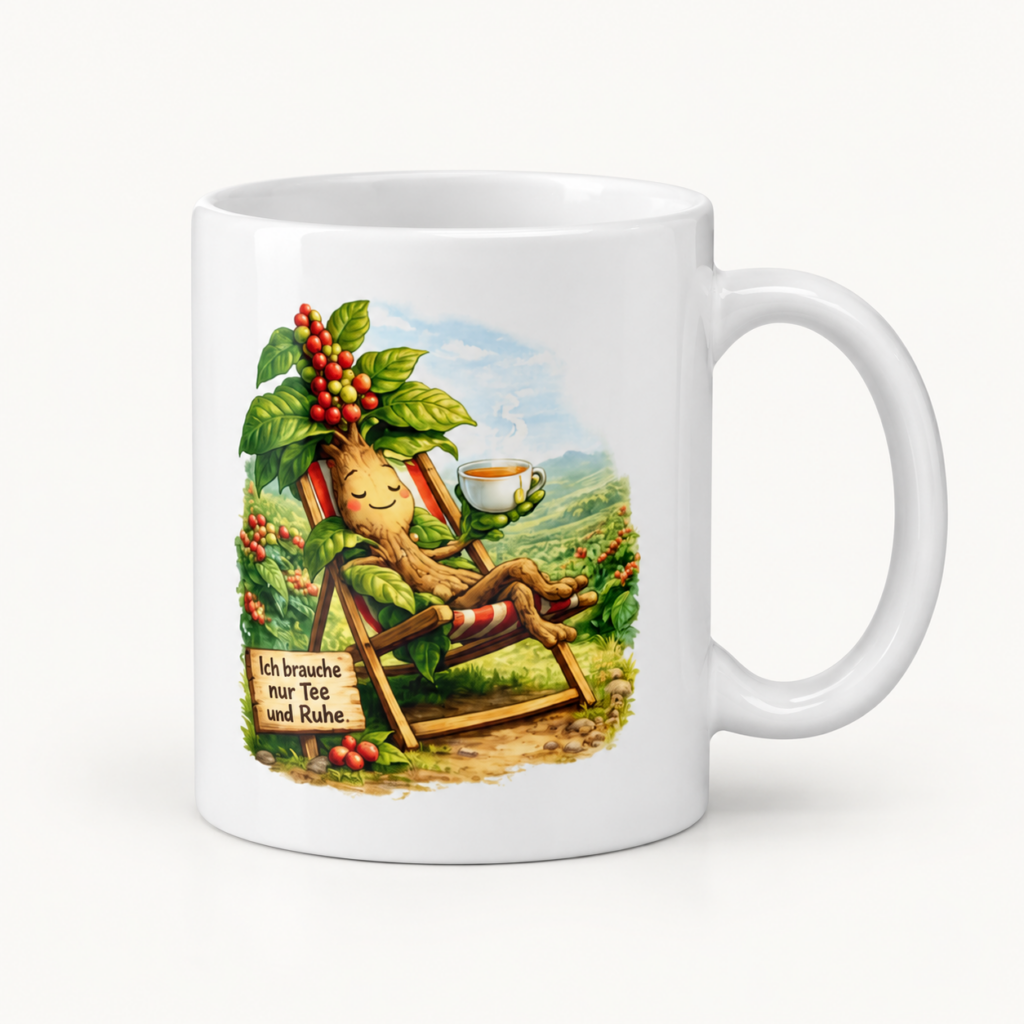 Tasse teetrinkende Kaffeepflanze