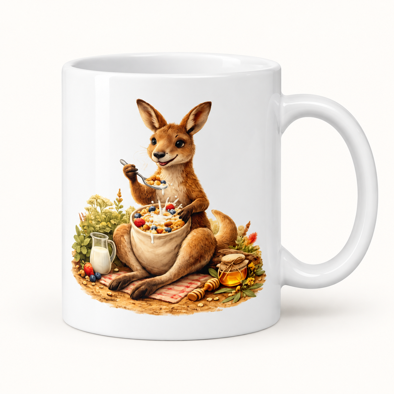 Tasse Müsli essendes Känguru 1 Tasse Müsli essendes Känguru