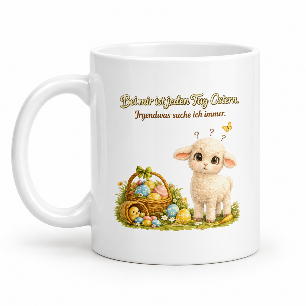 Tasse Osterlamm – Produktaufnahme mit sichtbarem Motiv