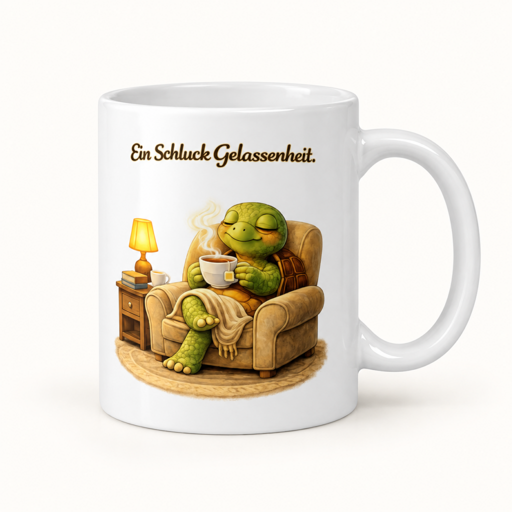 Tasse Ein Schluck Gelassenheit – Sesselmotiv
