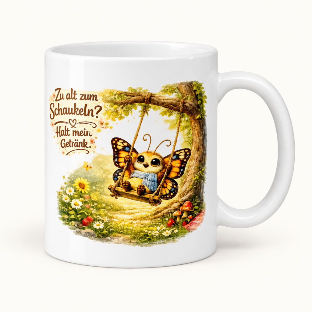 Tasse schaukelnder Schmetterling im Sommer