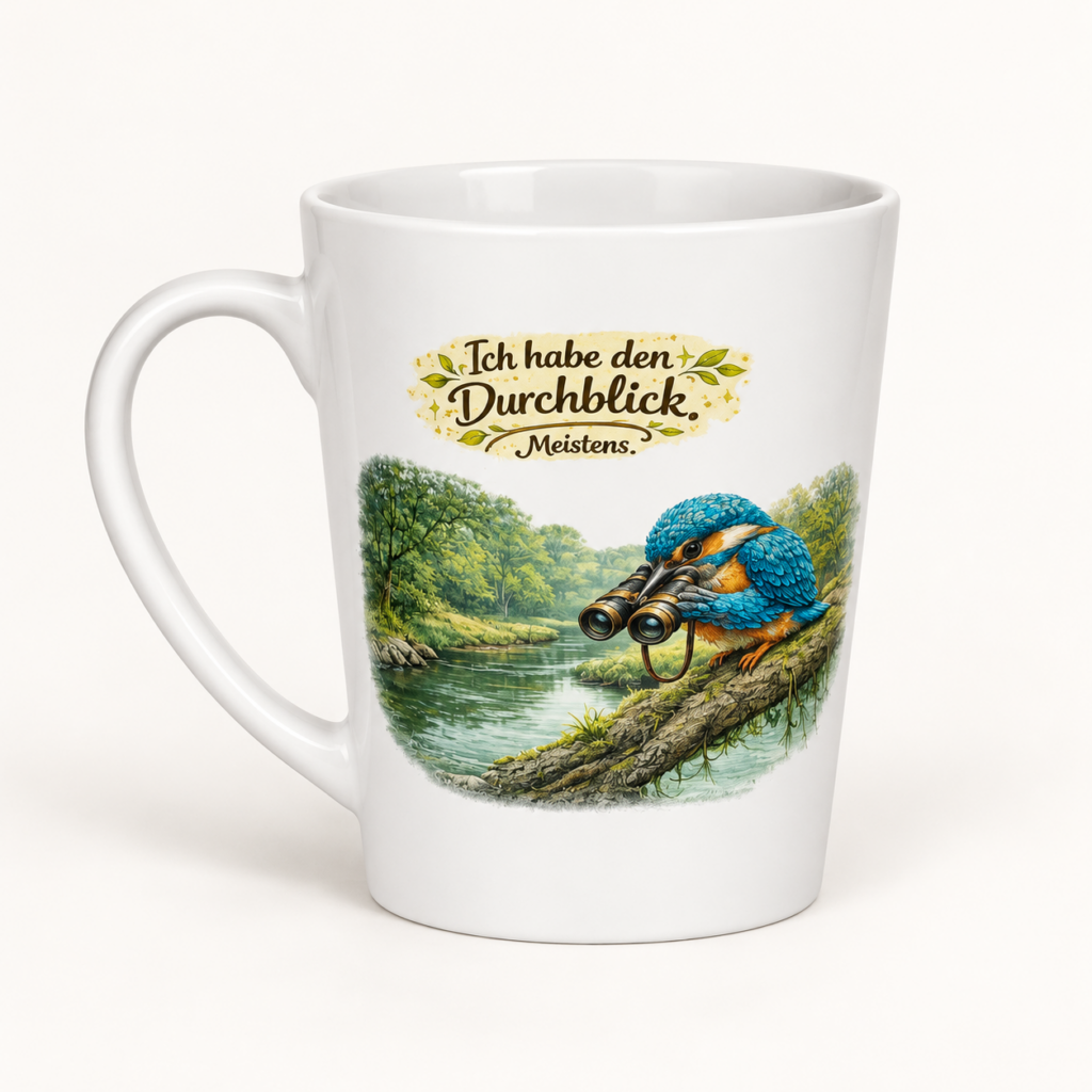 Milchkaffeetasse Eisvogel mit Durchblick