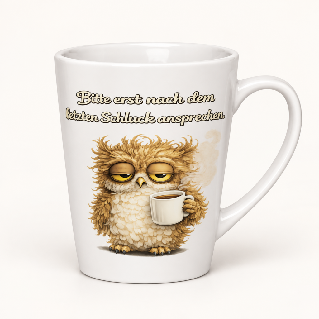 Milchkaffeetasse müde Eule