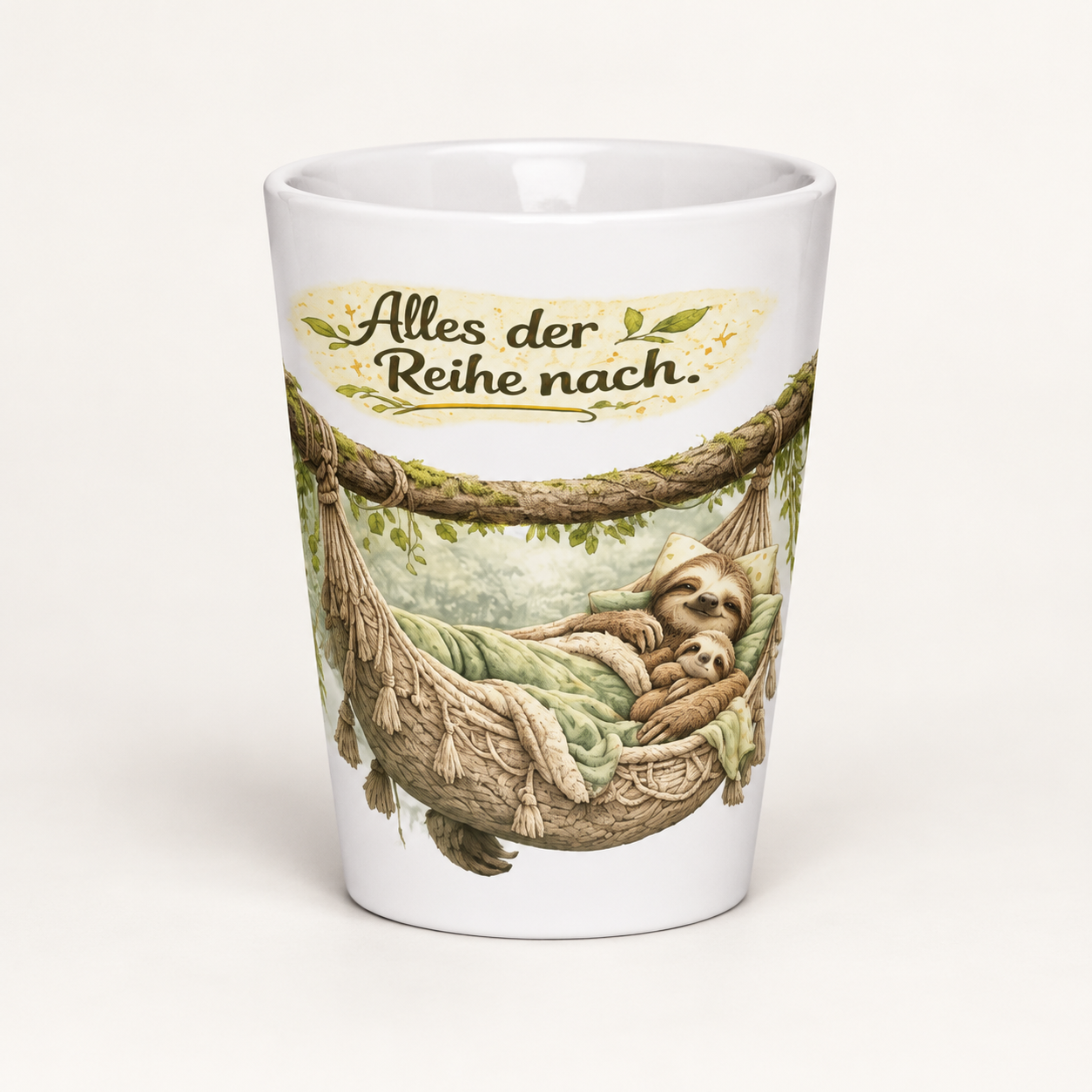 Milchkaffeetasse chillendes Faultier 1 Milchkaffeetasse chillendes Faultier
