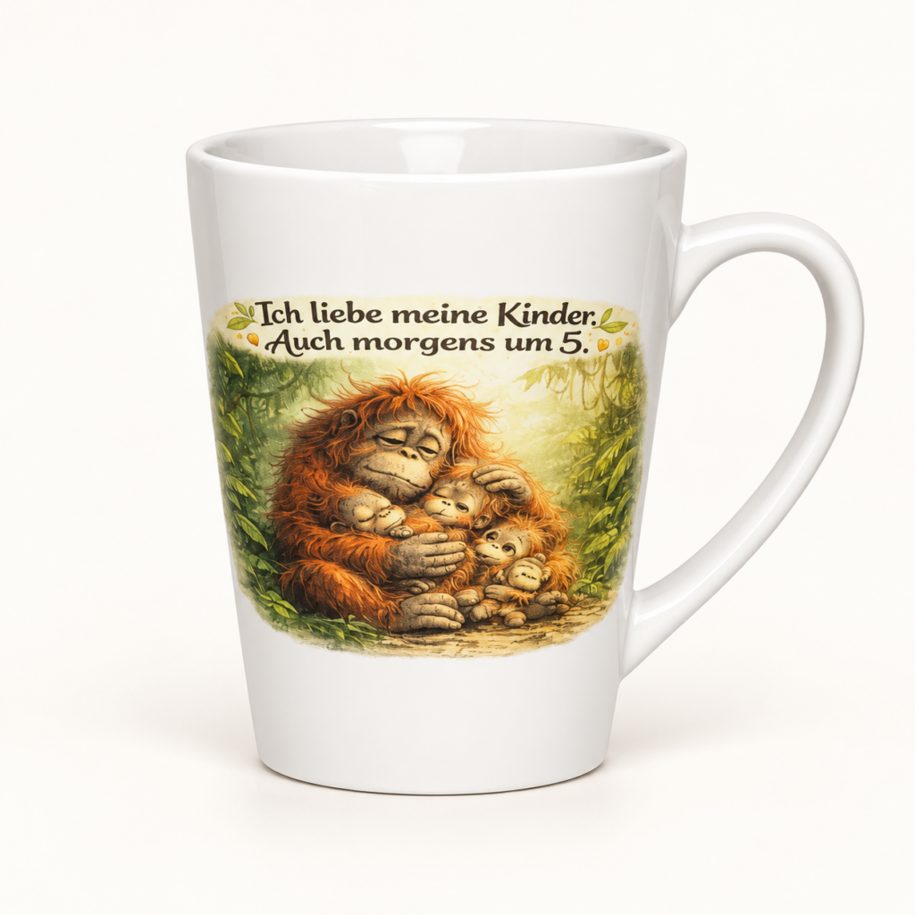 Milchkaffeetasse Elternliebe Orang-Utan