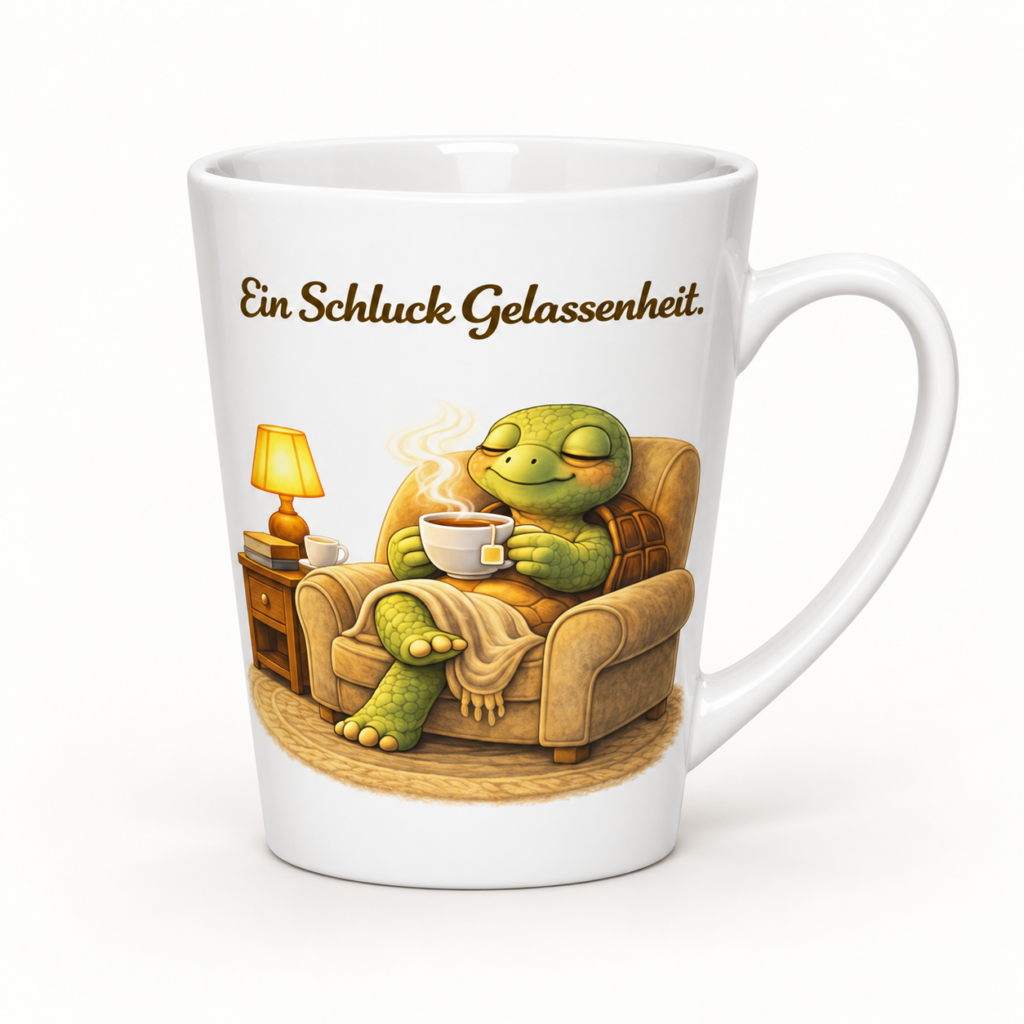 Milchkaffeetasse Schildkröte mit Gelassenheit