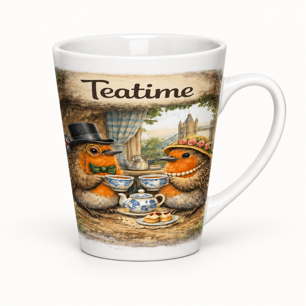 Milchkaffeetasse Teatime – Produktansicht mit deutlich sichtbarem Motiv