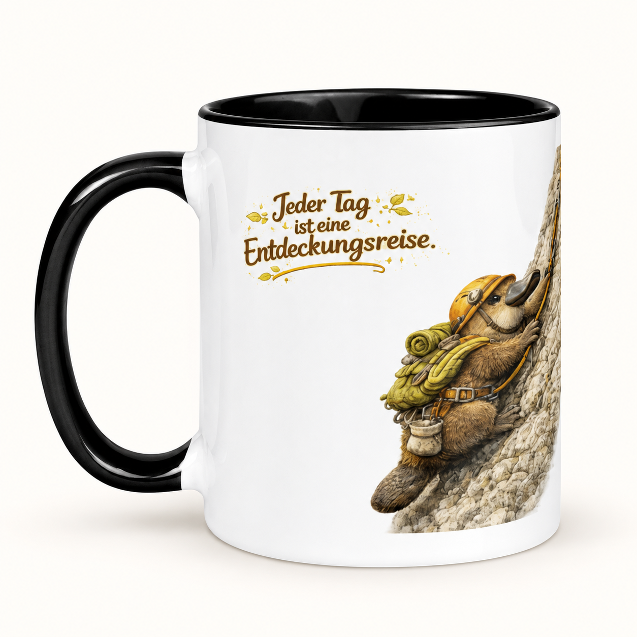 Tasse mit farbiger Innenseite für Kinder Schnabeltier auf Entdeckungsreise 1 Tasse mit farbiger Innenseite für Kinder Schnabeltier auf Entdeckungsreise – Motivansicht, 11 oz