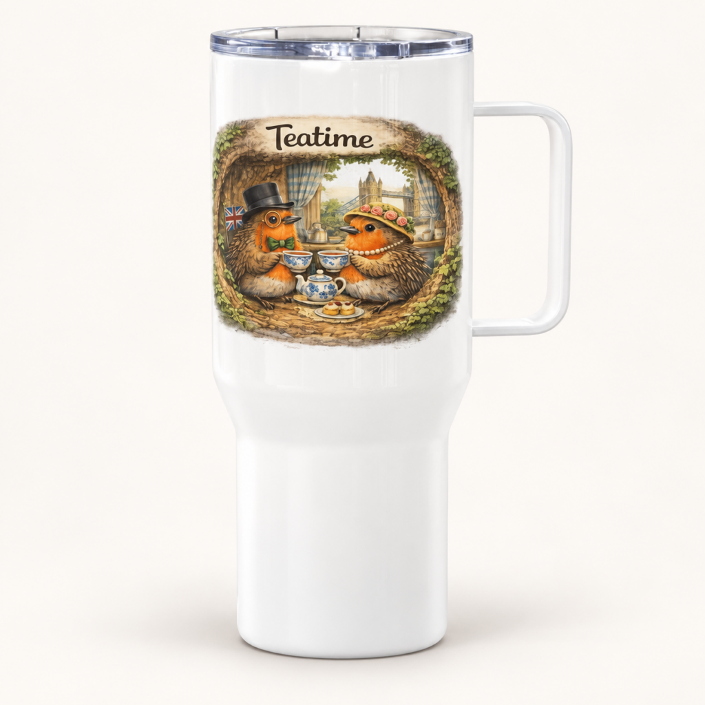 Reisebecher mit Griff Teatime – freigestellte Produktansicht, 25 oz