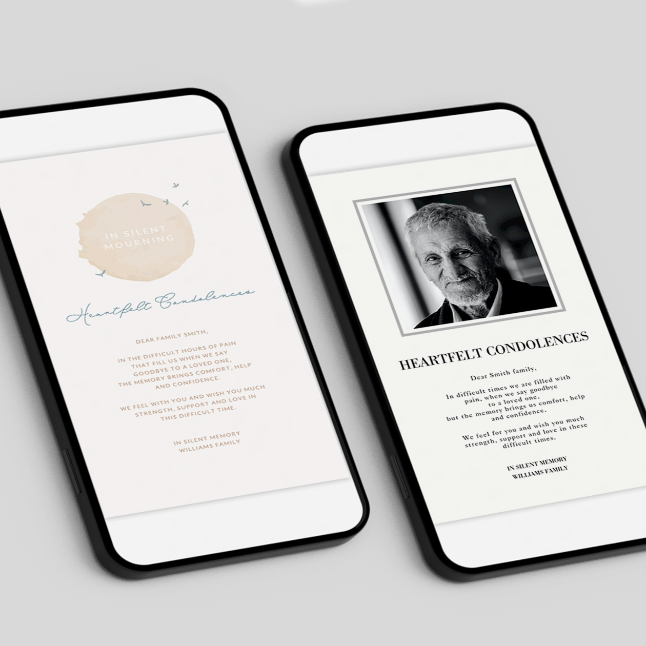 Digitale Beileidskarten 2 Digitale Beileidskarten – Gestaltungsbeispiel auf einem digitalen Gerät