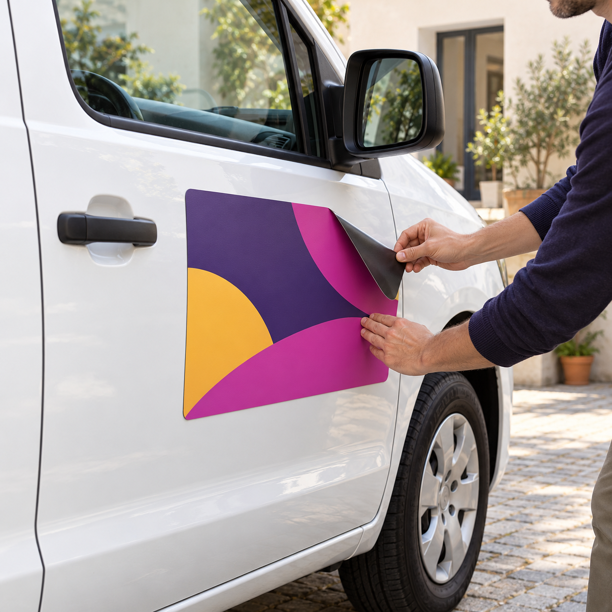 Auto-Magnetschilder 2 Mobile Werbung am Fahrzeug – KI-generiertes Anwendungsbeispiel
