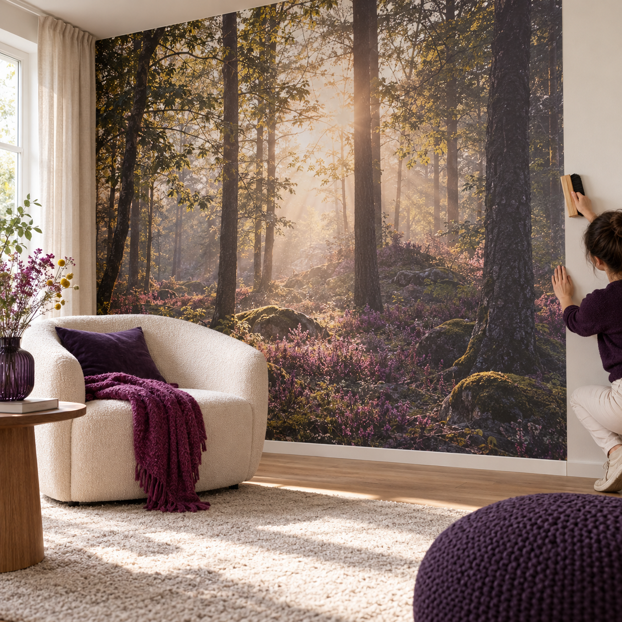 Fototapeten 2 Eine Wand mit deinem Motiv gestalten – KI-generiertes Anwendungsbeispiel