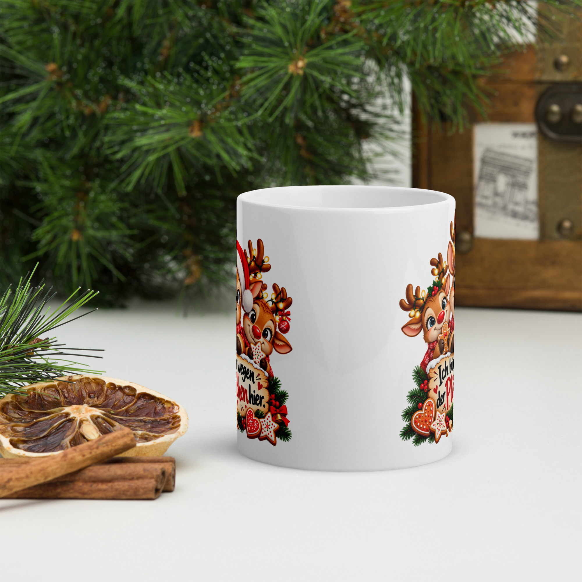 Tasse- Rentiere " Ich bin nur wegen der Plätzchen hier" 4 Tasse- Rentiere " Ich bin nur wegen der Plätzchen hier" – Bild 4